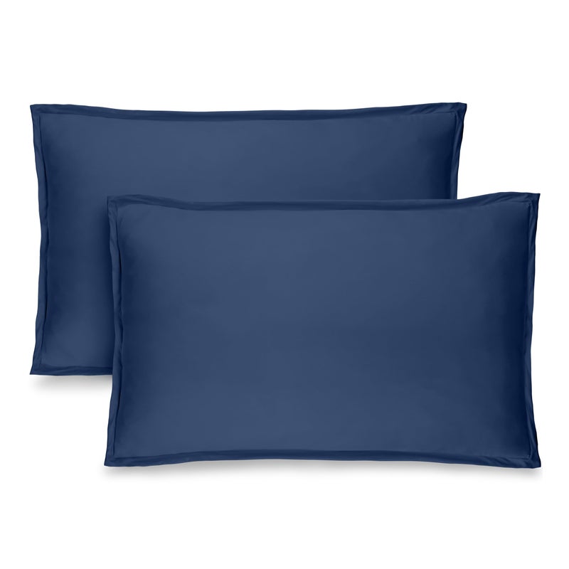 Bare Home King Pillow Sham Covers - Set of 2 - Premium 1800 Ultra-Soft Microfiber - Double Brushed - Stain & Fade Resistant - Bed Pillow Shams - Pillows Not Included (Set of 2, Dark Blue) - Image 1